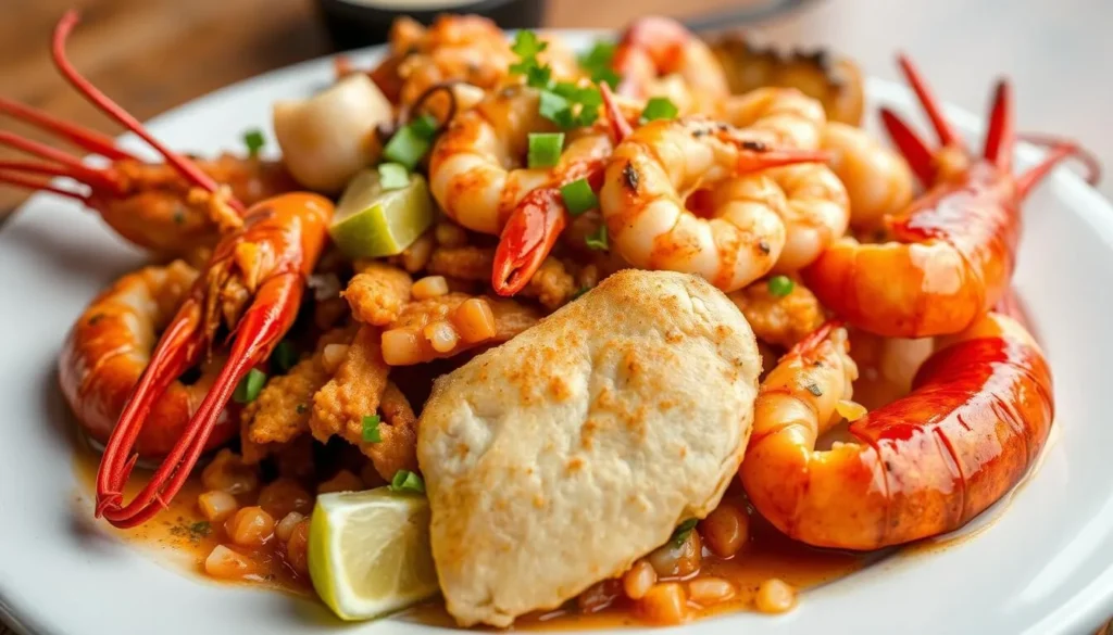 Traditional Cajun seafood dish featuring crawfish, shrimp, and local spices Traditional Cajun seafood dish featuring crawfish, shrimp, and local spices