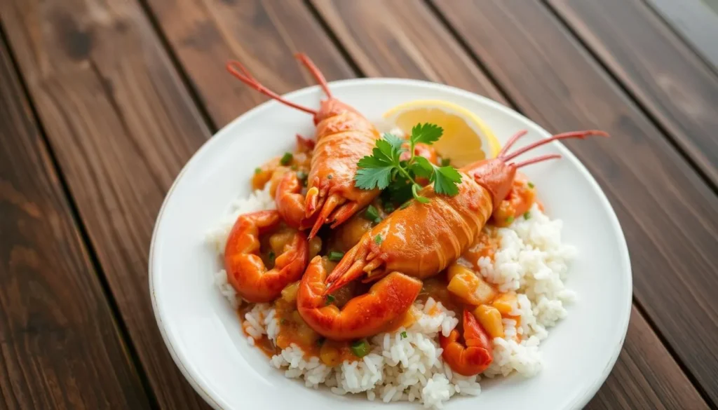 Traditional Cajun seafood dish with crawfish and rice