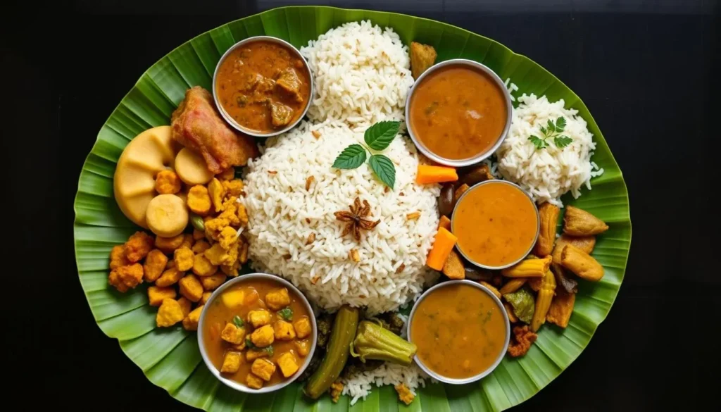 Traditional Chhattisgarhi thali with various local dishes and flavors Traditional Chhattisgarhi thali with various local dishes and flavors