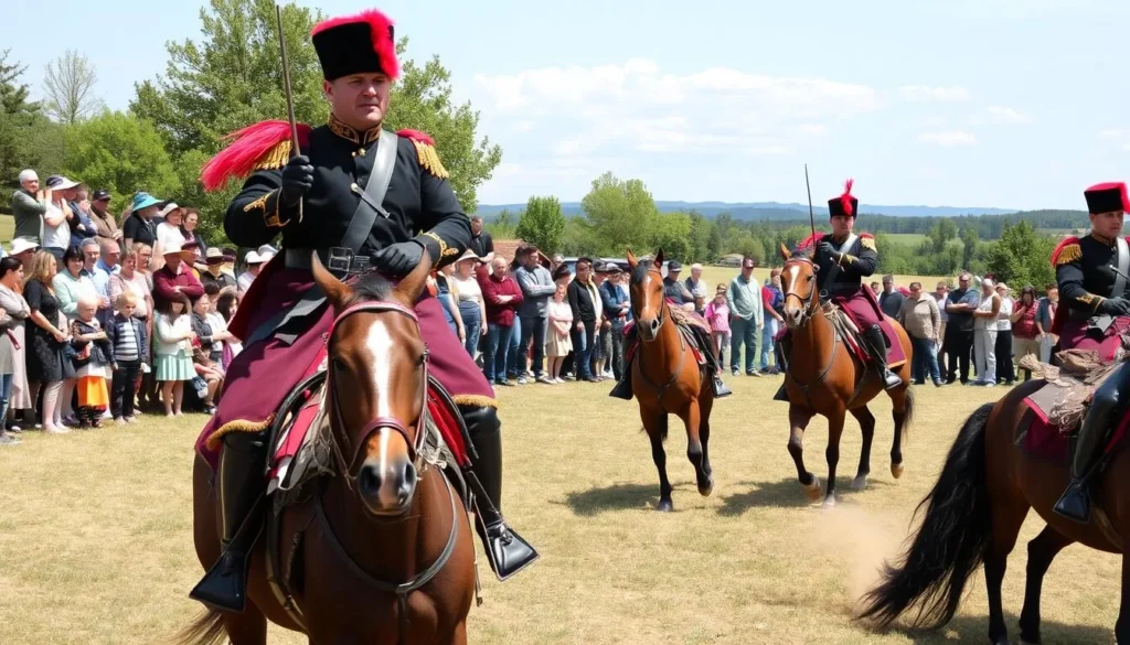 Traditional Cossack celebration in Krasnodar Krai with horseback demonstrations