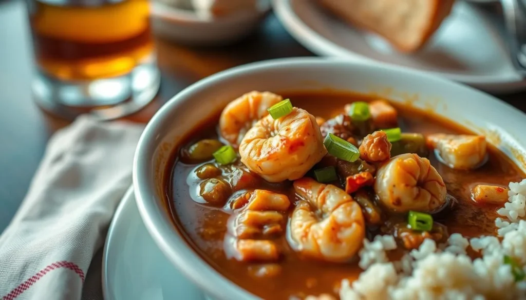 Traditional Louisiana gumbo served in a restaurant along the Great River Road Traditional Louisiana gumbo served in a restaurant along the Great River Road