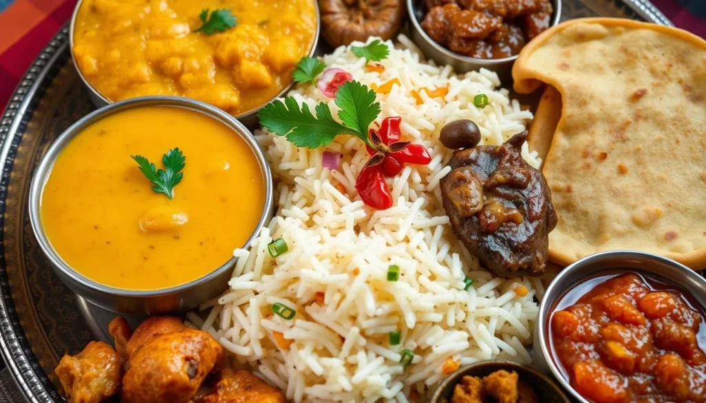 Traditional Madhya Pradesh thali with Dal Bafla and other local specialties - culinary best things to do in Madhya Pradesh India