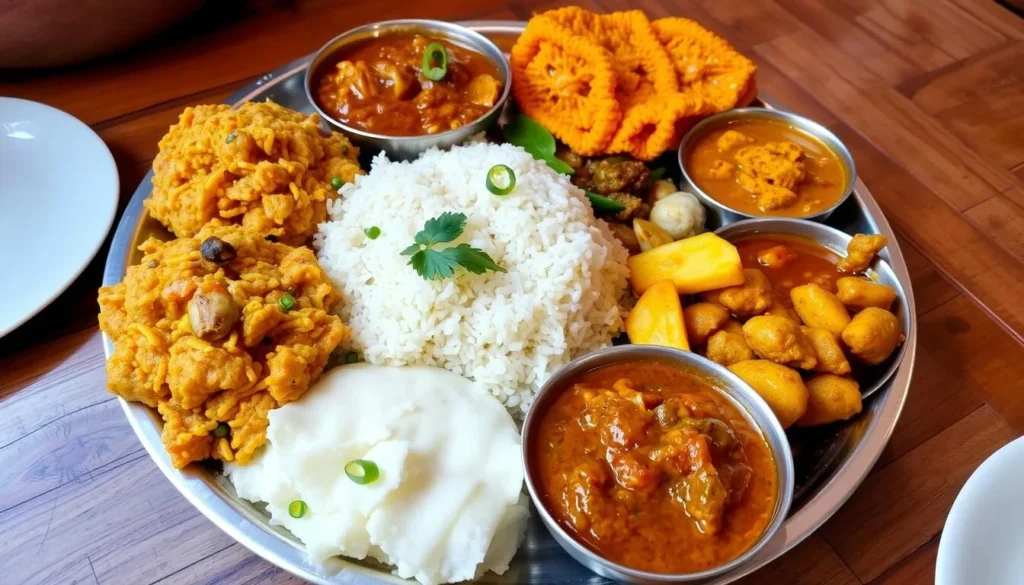 Traditional Malwa cuisine served at a local restaurant in Ujjain with vegetarian thali