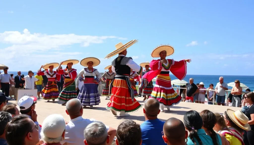 Traditional Mexican cultural performance in Punta Mita with colorful costumes