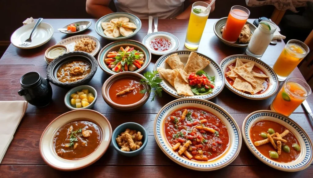 Traditional Mexican dishes served at a restaurant near Teotihuacan