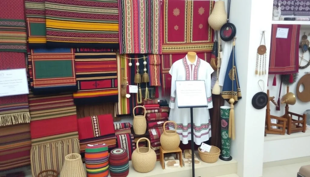 Traditional Mizo textiles and handicrafts displayed at Luangmual Handicrafts Centre