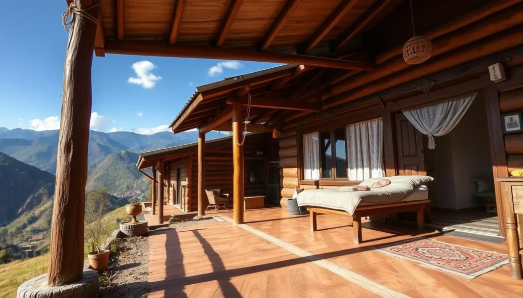 Traditional Naga homestay with wooden architecture and beautiful mountain views