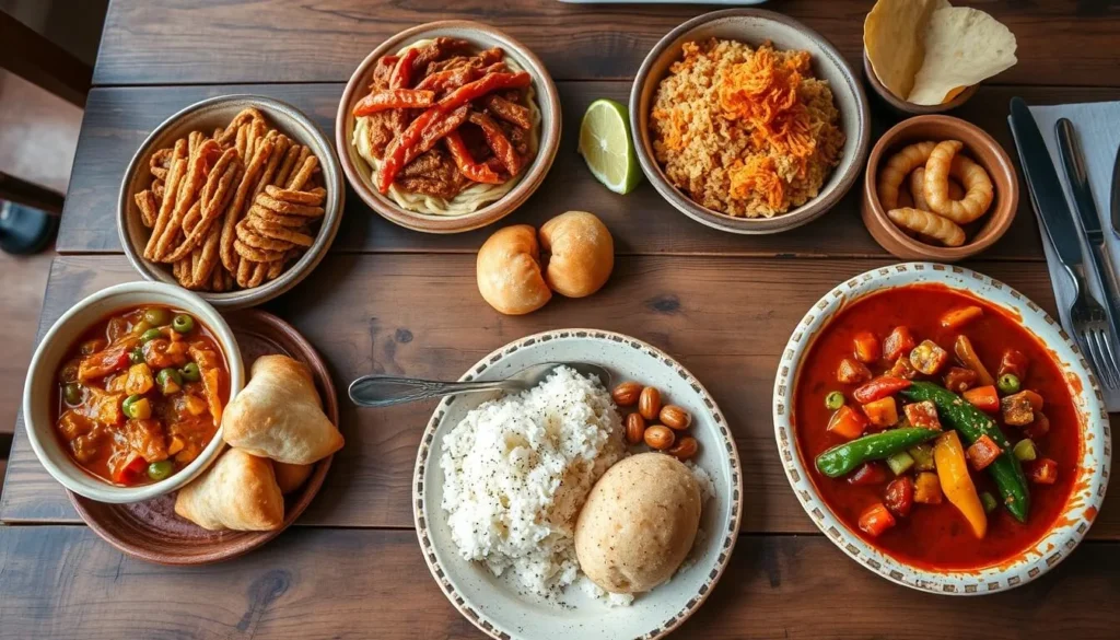 Traditional New Mexican cuisine with red and green chile dishes