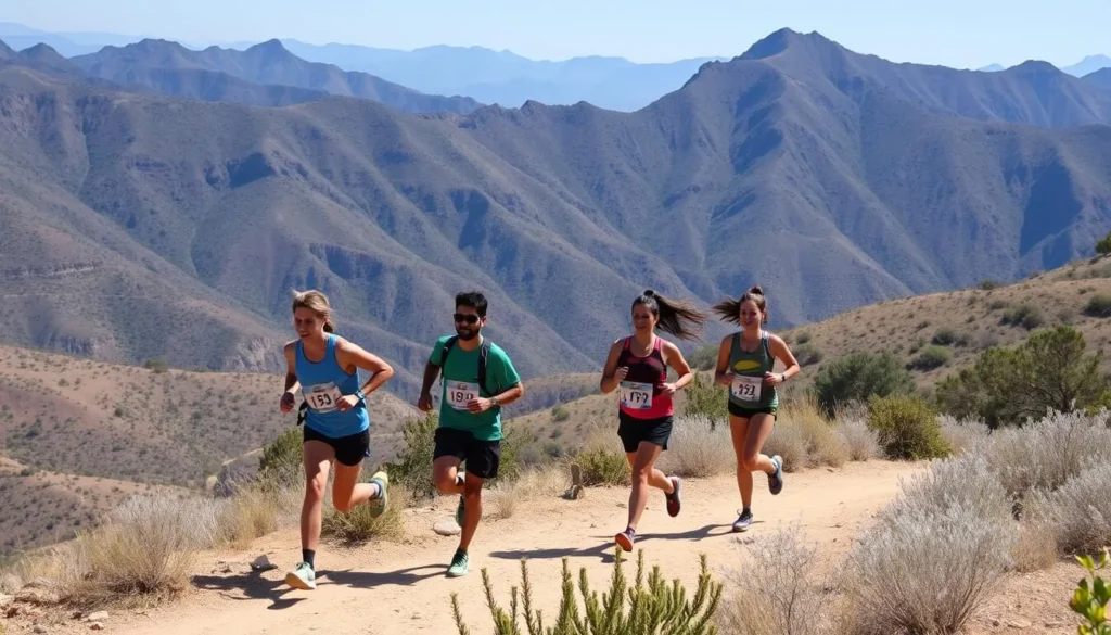 Trail runners participating in the Verdugo Mountains 10K event Trail runners participating in the Verdugo Mountains 10K event