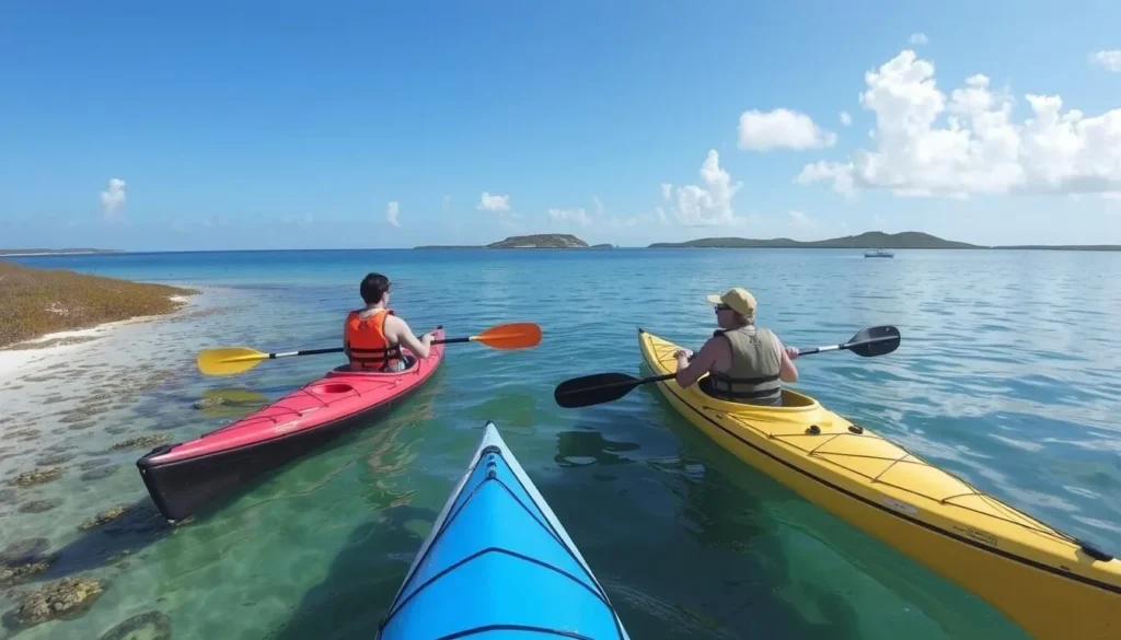 Two kayakers exploring the waters around Isle au Pitre Two kayakers exploring the waters around Isle au Pitre