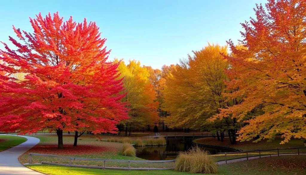 Upper Macungie park in autumn with colorful fall foliage