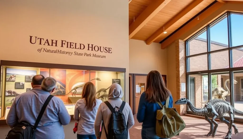 Utah Field House of Natural History State Park Museum in Vernal with dinosaur exhibits Utah Field House of Natural History State Park Museum in Vernal with dinosaur exhibits