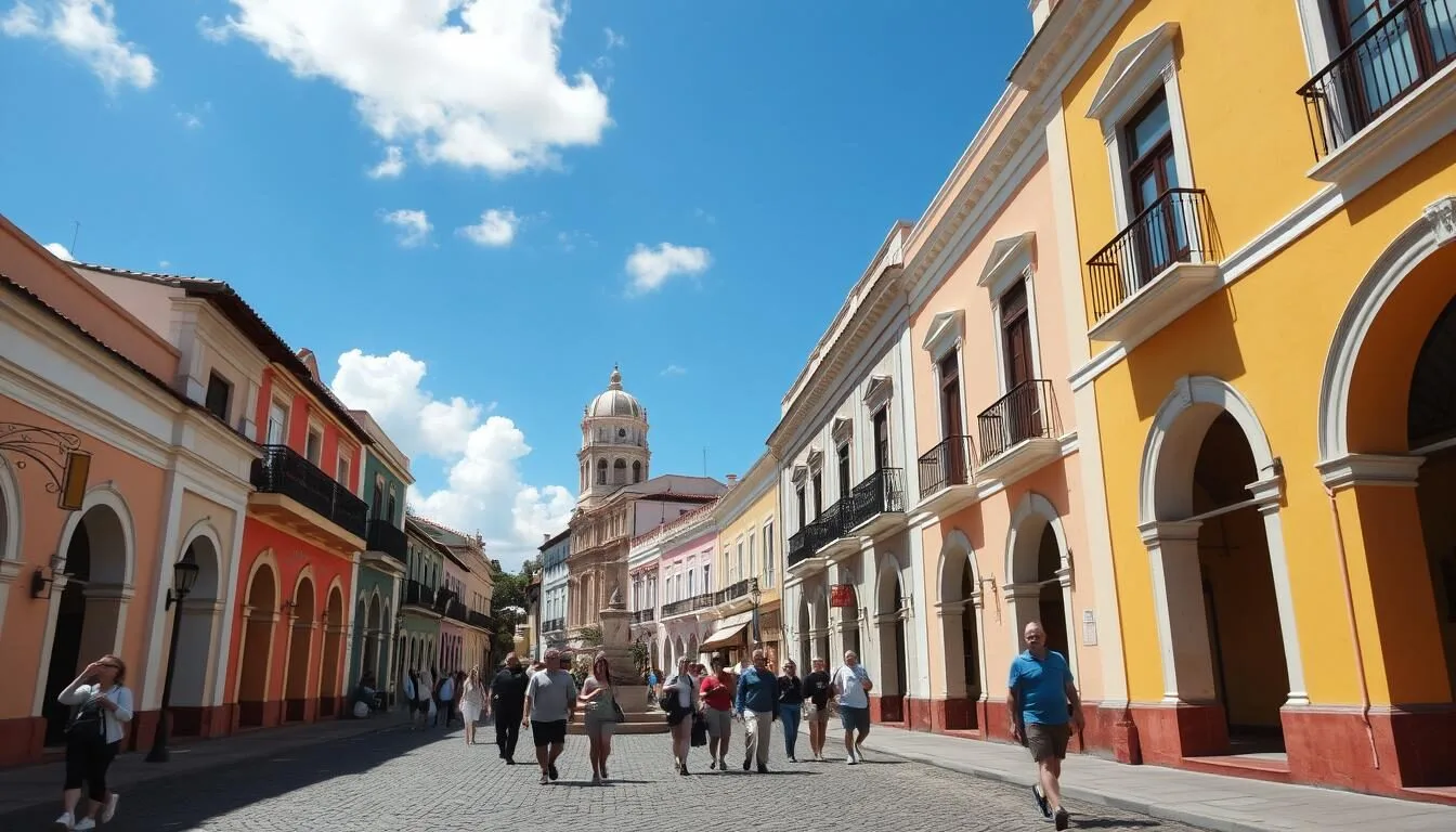 View of Santo Domingo's Colonial Zone with colorful buildings and historic architecture