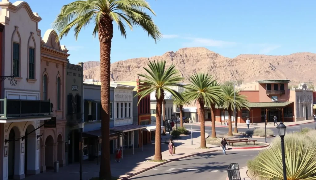 View of historic downtown Yuma with preserved territorial-era buildings