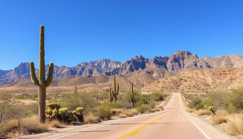 View of the Superstition Mountains from the approach road to Lost Dutchman State Park View of the Superstition Mountains from the approach road to Lost Dutchman State Park