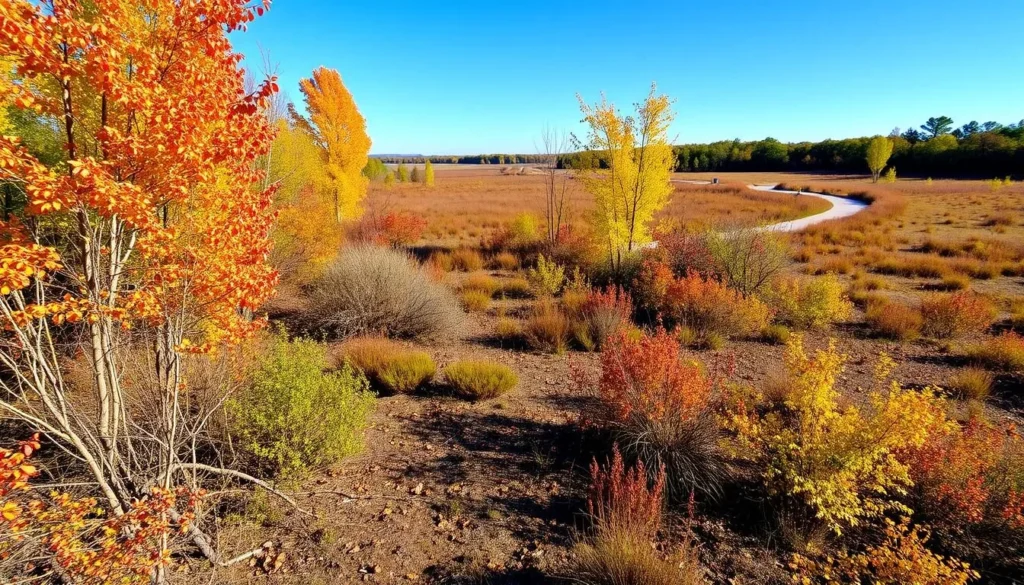 View of the natural landscape at Red River National Wildlife Refuge Louisiana with autumn foliage View of the natural landscape at Red River National Wildlife Refuge Louisiana with autumn foliage