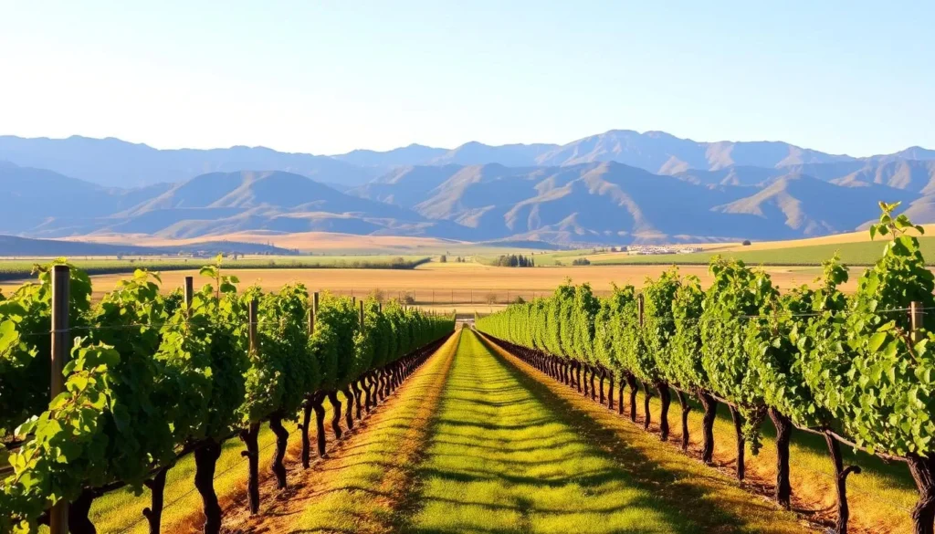 Vineyard in Palisade with mountain backdrop