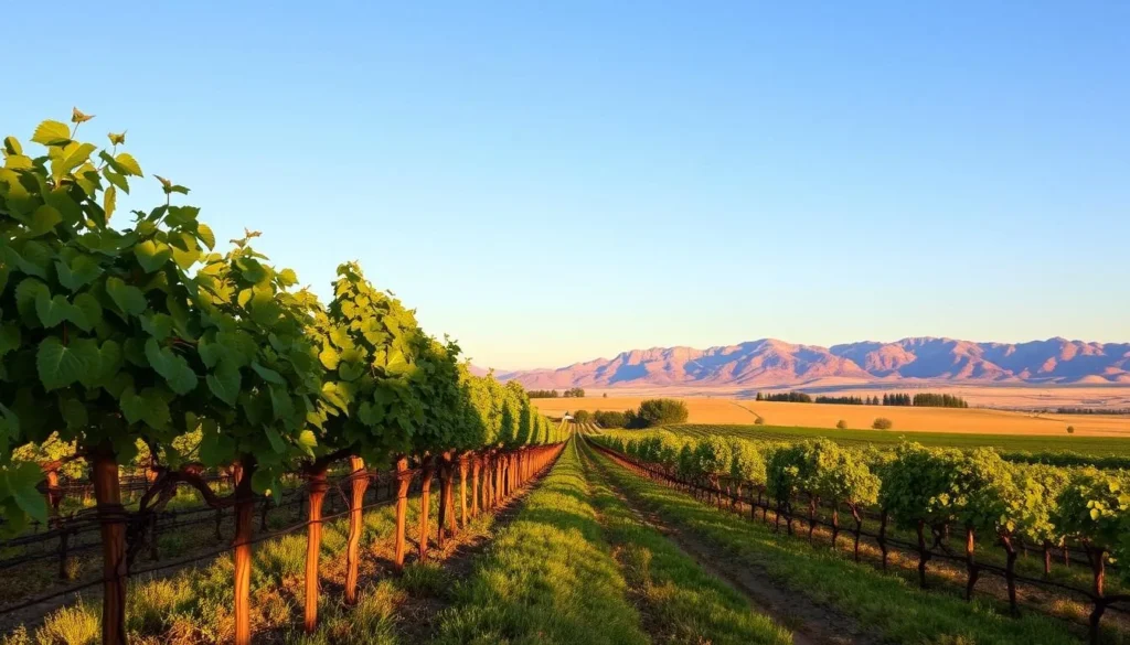 Vineyards in Palisade wine country with Grand Mesa in background Vineyards in Palisade wine country with Grand Mesa in background