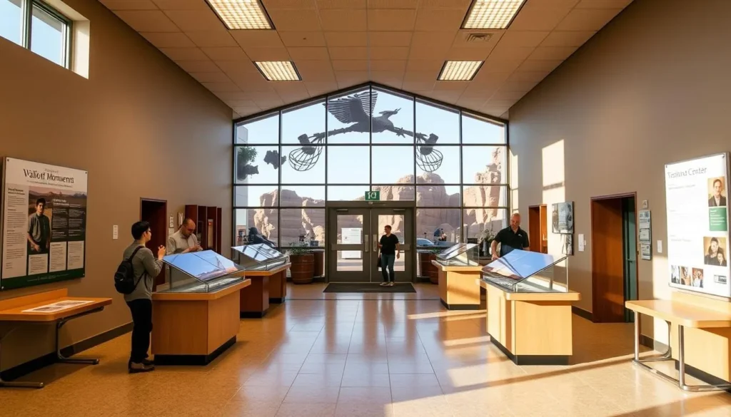 Visitor Center at Walnut Canyon National Monument with educational displays
