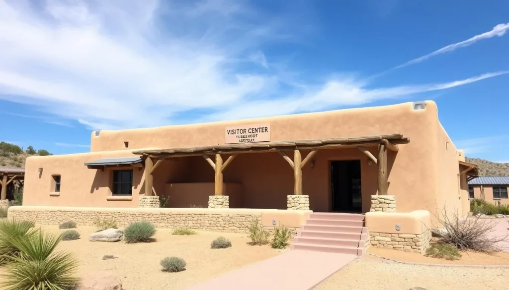 Visitor center at Tuzigoot National Monument Arizona with Pueblo Revival architecture