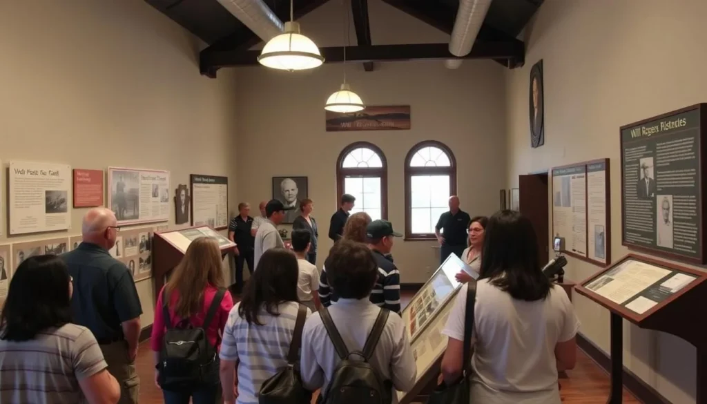 Visitor center at Will Rogers State Historic Park with educational displays