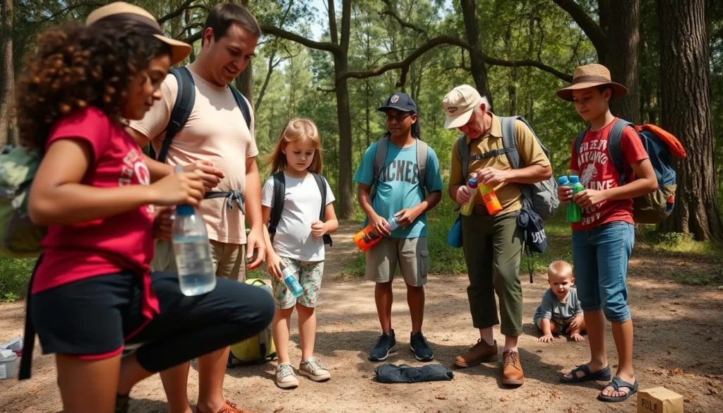 Visitor preparing for a day at Chemin-A-Haut State Park Louisiana with proper equipment