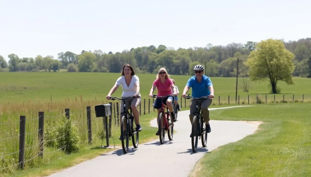 Visitors cycling on the Joseph Plumb Martin Trail at Valley Forge National Historical Park