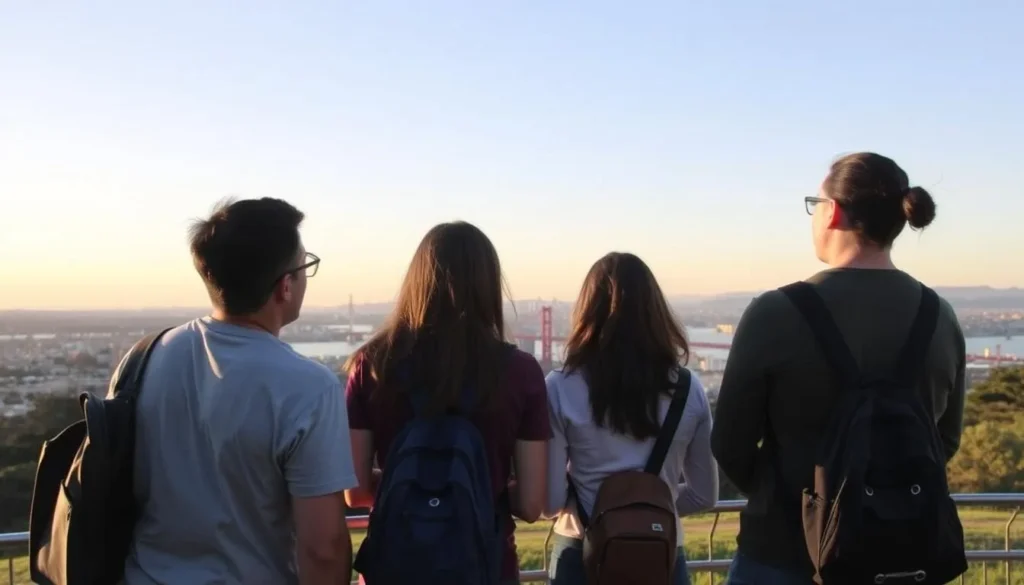 Visitors enjoying sunset views from Panorama Park on Yerba Buena Island