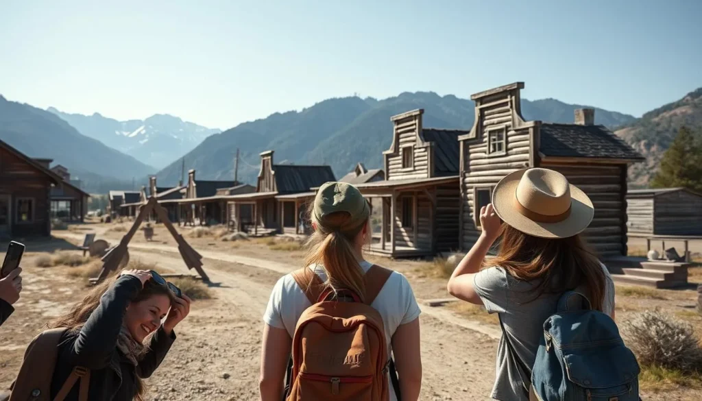 Visitors enjoying the scenic views and historic structures of Howardsville