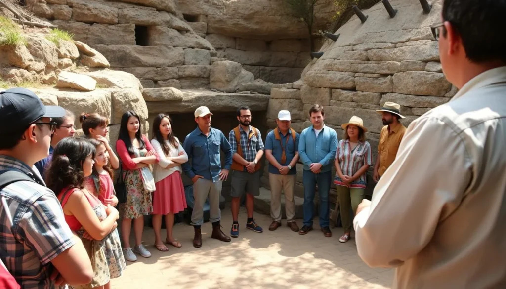 Visitors respectfully observing cultural demonstration at Pipe Spring