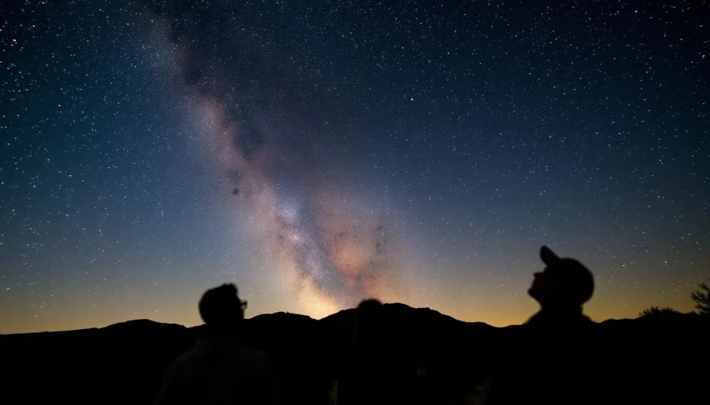 Visitors stargazing at night in Oliver Lee Memorial State Park
