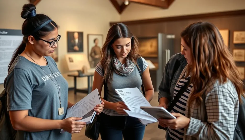 Visitors using the self-guided tour materials at Yuma Territorial Prison museum