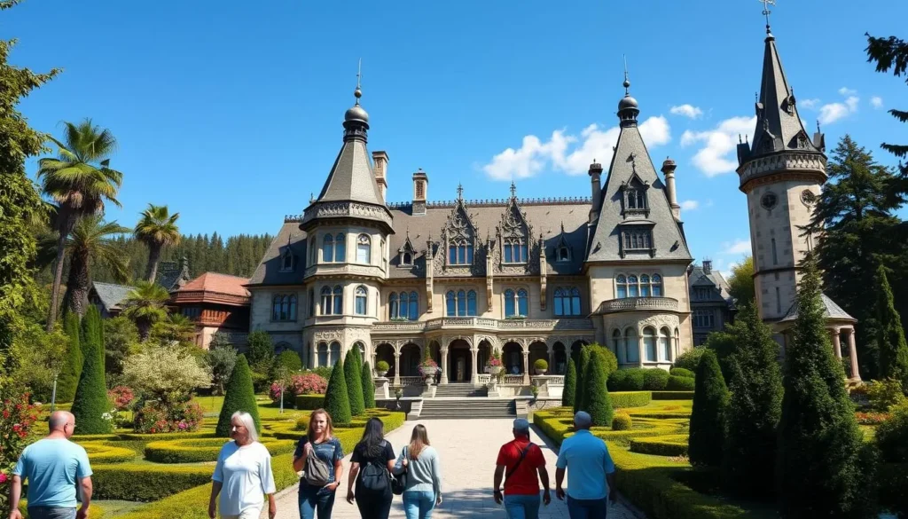 Von Derviz estate in Kiritsy with its fairy tale architecture surrounded by gardens Von Derviz estate in Kiritsy with its fairy tale architecture surrounded by gardens