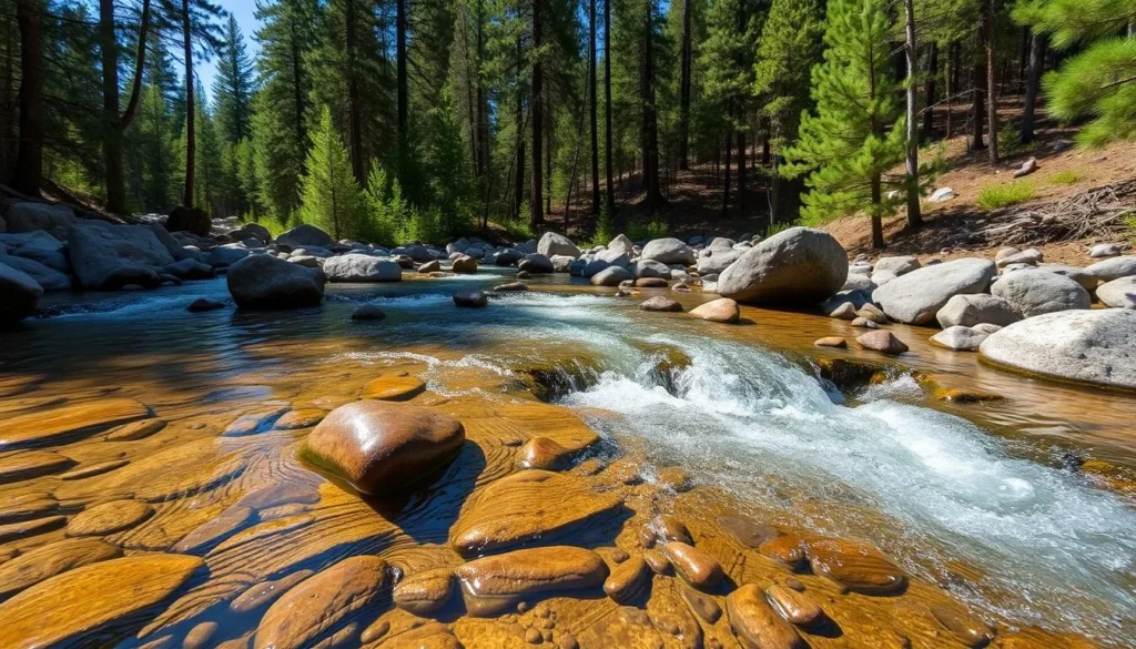 Ward Creek watershed with flowing water and surrounding forest