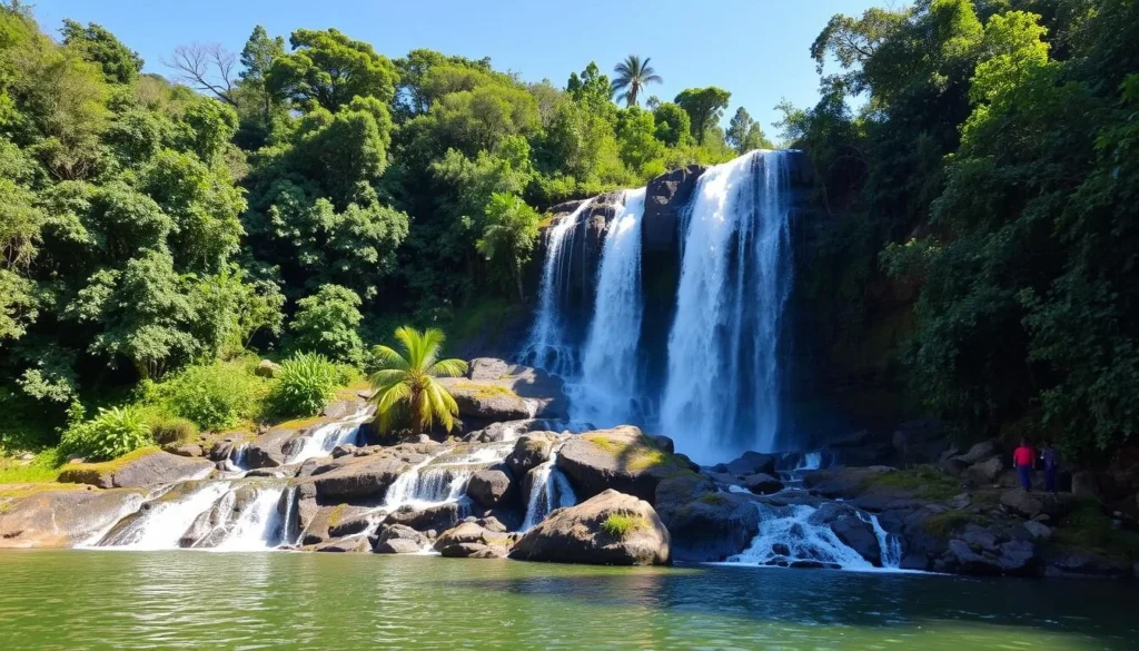Waterfall in Manipur surrounded by lush forest