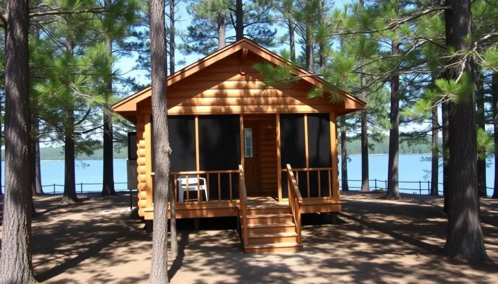 Waterfront cabin accommodations at Jimmie Davis State Park with Caney Lake view Waterfront cabin accommodations at Jimmie Davis State Park with Caney Lake view