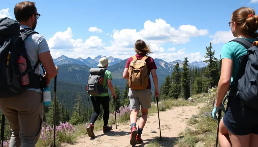 Well-prepared hikers with proper gear in the Flat Tops Wilderness Area Well-prepared hikers with proper gear in the Flat Tops Wilderness Area
