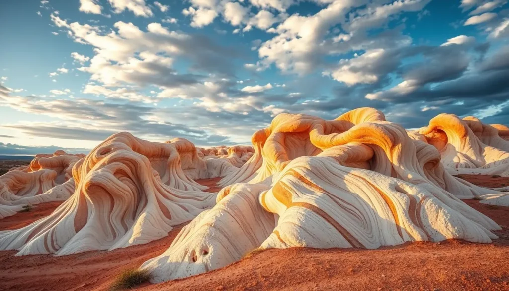 White Pocket's bizarre brain rock formations with swirling patterns and unique textures under dramatic sky