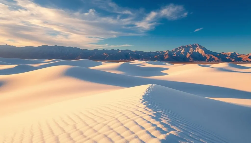 White Sands National Park with pristine white gypsum dunes White Sands National Park with pristine white gypsum dunes