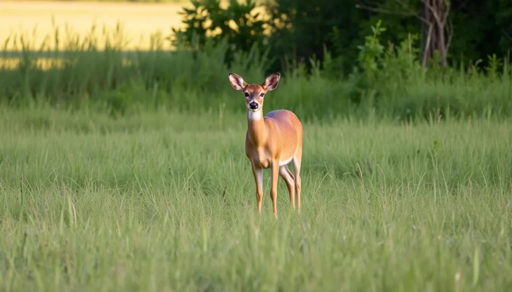 White-tailed deer in a grassy clearing at Red River National Wildlife Refuge Louisiana