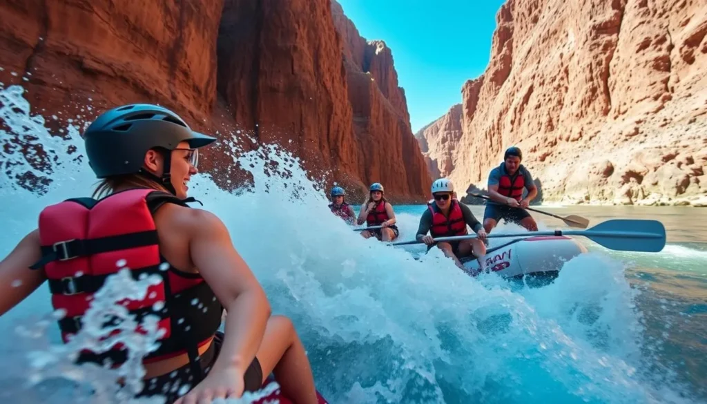Whitewater rafting adventure on the Rio Grande river below the gorge bridge Whitewater rafting adventure on the Rio Grande river below the gorge bridge