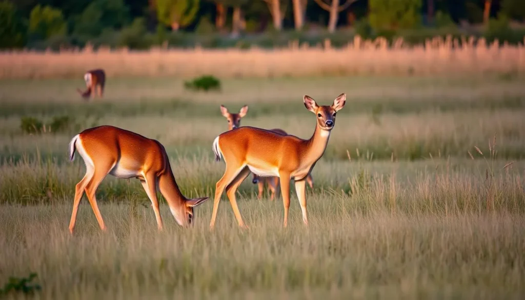 Wildlife viewing at Pyramid State Park showing deer in a meadow Wildlife viewing at Pyramid State Park showing deer in a meadow