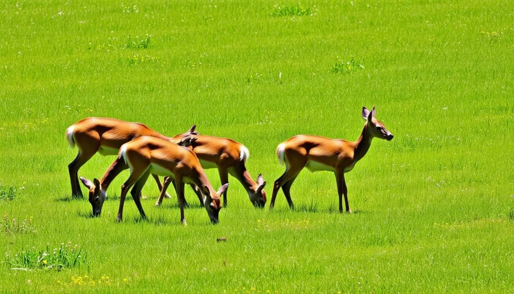 Wildlife viewing opportunity showing deer in a meadow at Salt Springs State Park Pennsylvania Wildlife viewing opportunity showing deer in a meadow at Salt Springs State Park Pennsylvania