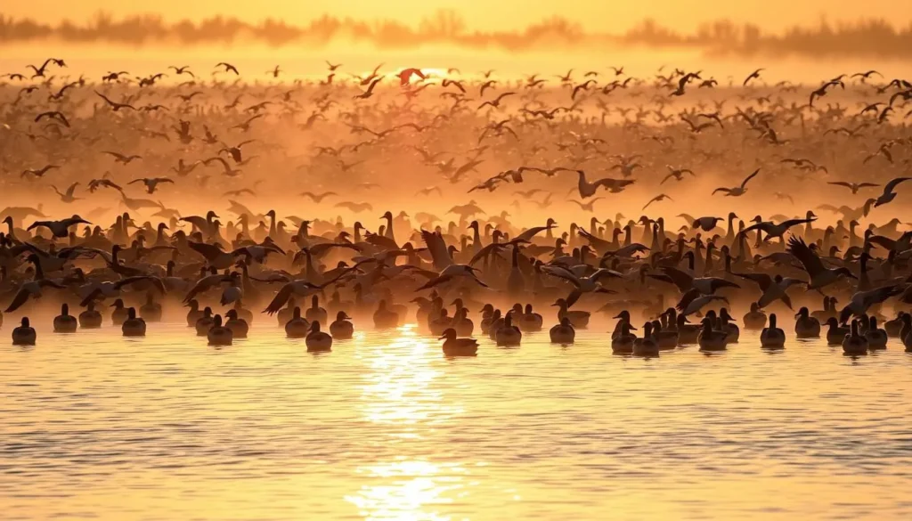 Winter scene at Lacassine National Wildlife Refuge Louisiana with thousands of waterfowl on the water Winter scene at Lacassine National Wildlife Refuge Louisiana with thousands of waterfowl on the water