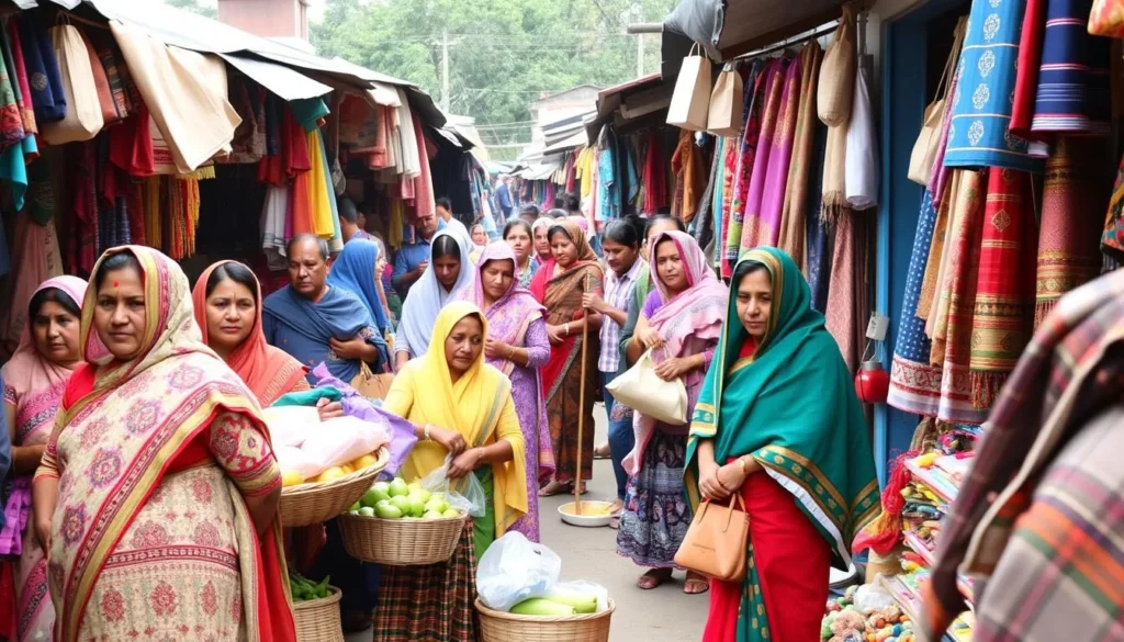 Women vendors at Ima Keithel market selling traditional handicrafts and produce