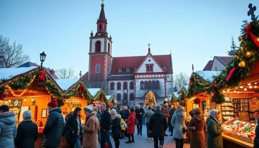 Würzburg Christmas Market with traditional stalls and decorations