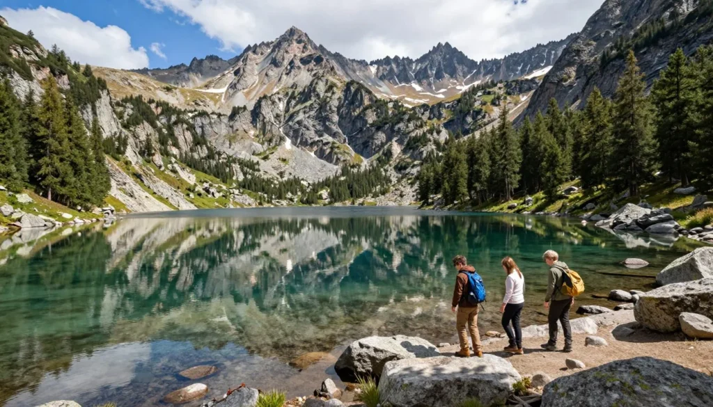 Alpine lake reflecting mountain peaks in San Isabel National Forest Alpine lake reflecting mountain peaks in San Isabel National Forest