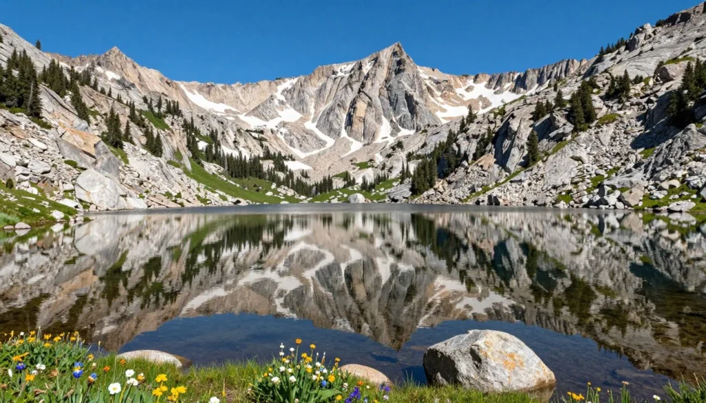 Alpine lake reflection in Ruby Mountains Alpine lake reflection in Ruby Mountains