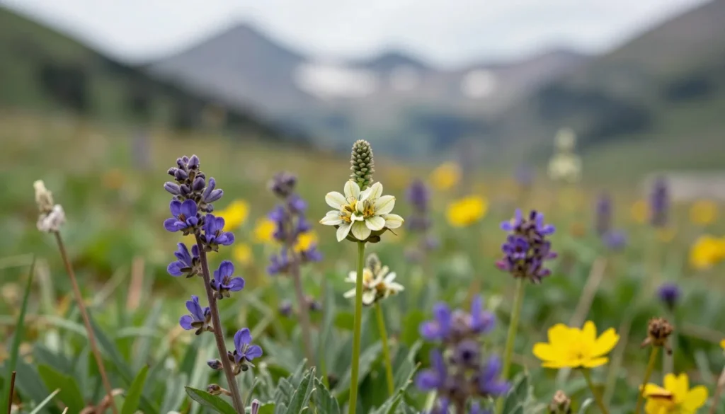 Alpine wildflowers in natural setting