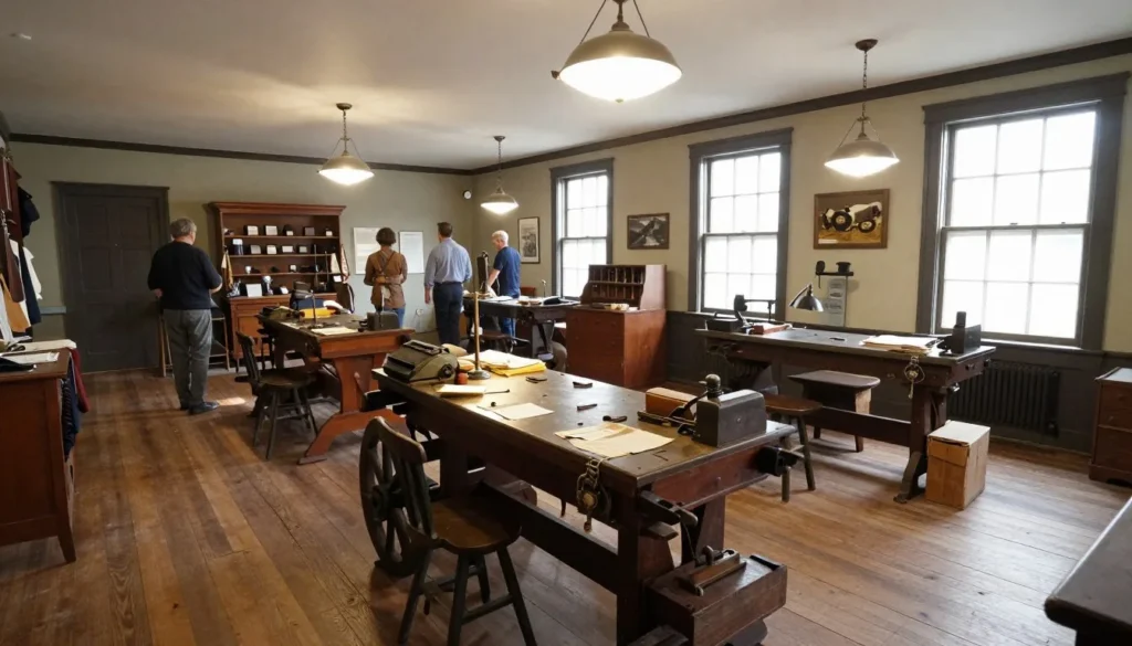 Andrew Johnson National Historic Site Tennessee preserved tailor shop interior with period tools Andrew Johnson National Historic Site Tennessee preserved tailor shop interior with period tools
